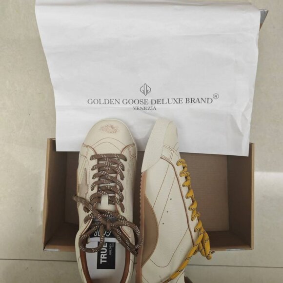 Golden Goose Cream and Brown Loafers with Yellow Accents - Picture 3 of 7